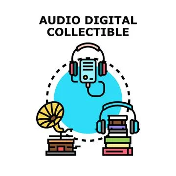 Audio digital collectible evolution and virtual asset concept Stock Illustration