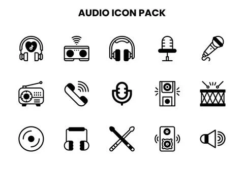 Audio DuoTone Bundle Icons Pack Stock Illustration