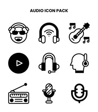 Audio DuoTone Collection Icons Pack Stock Illustration