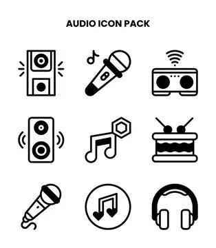 Audio DuoTone Icons Pack Stock Illustration
