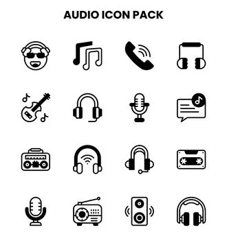 Audio DuoTone Icons Pack Stock Illustration