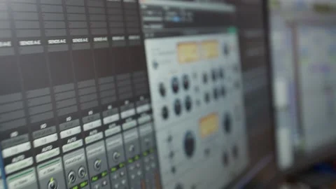 Audio editing in digital recording studio Stock Footage 167613890