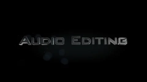 Audio Editing title metal text on black alpha channel background Video stock 296269965