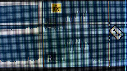 Audio editing waves on a computer screen. Macro liquid crystal structure IPS Stock Footage 139862016