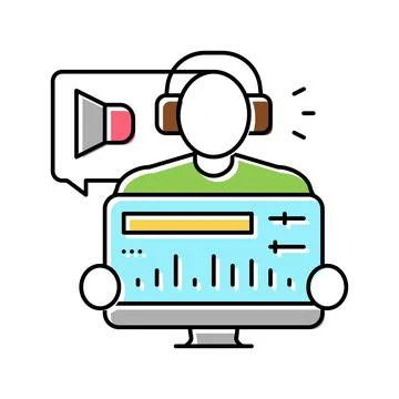 Audio editor color icon vector illustration Stock Illustration