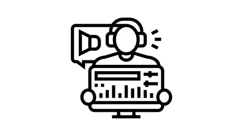 Audio editor line icon animation Stock Footage 224313594