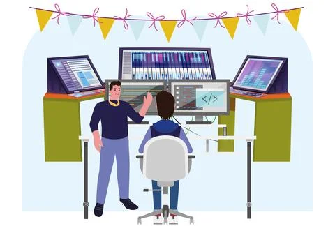 Audio Engineer Concept Illustration 스톡 일러스트