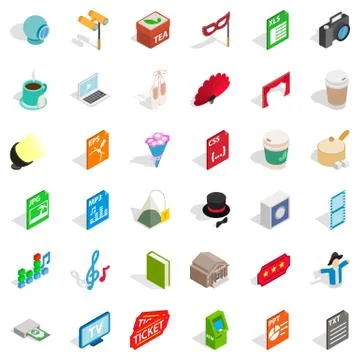 Audio engineer icons set, isometric style イラスト素材