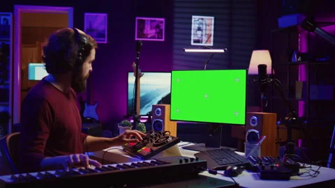 Audio engineer learning to mix piano notes with mixing console Stock Footage 268372205