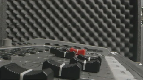 Audio engineer mix table in immersive Macro shot Video stock 156058639
