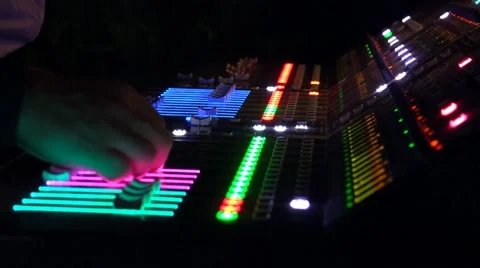 Audio engineer mixing at live performance concert on professional music mixet Video stock 54670988