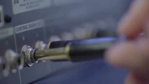 Audio engineer plugs in Control Room lef... | Stock Video | Pond5