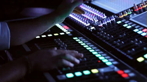 Audio Engineer running an audio console Stock Footage 34130787