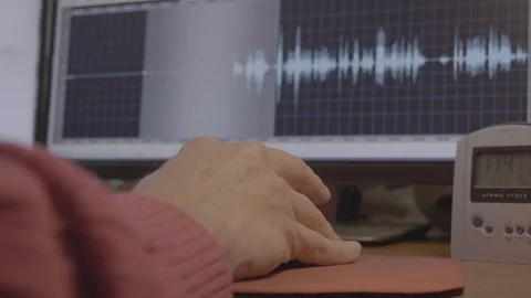 Audio Engineer Technician Editing Sound Booth Files 02 스톡 동영상 124274405