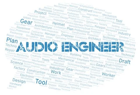 Audio Engineer typography word cloud create with the text only Stock Illustration