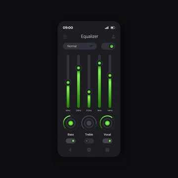 Audio equalization smartphone interface vector template Stock Illustration