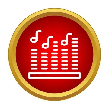 Audio equalizer displaying musical notes in a circle icon Stock Illustration