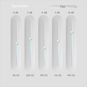 Audio Equalizer EQ. Volume control sliders. Virtual audio device VST. Vector UI Illustrazione stock