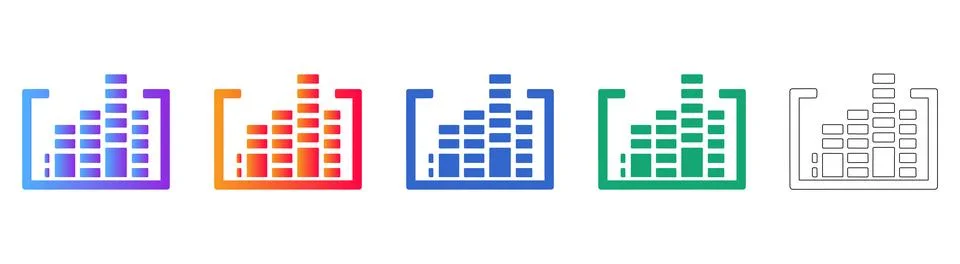 Audio Equalizer Frequency Dashboard Icon Set Stock-Illustration