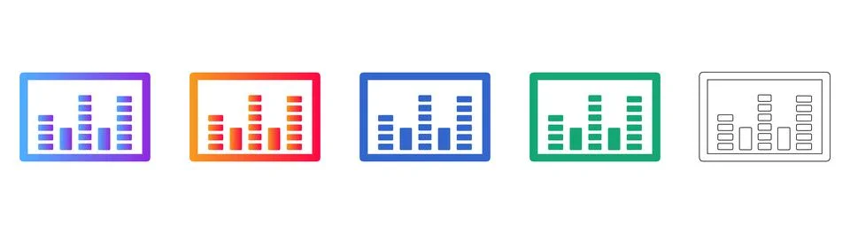 Audio Equalizer Level Icons Collection Stock Illustration