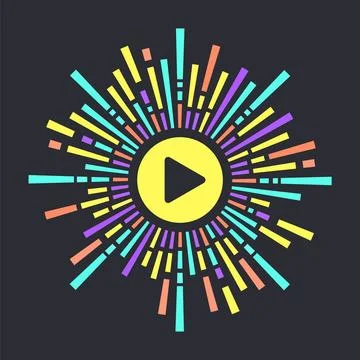 Audio equalizer music with circle audio waves icon. Round play button surrounded Stock Illustration