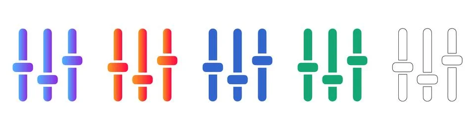Audio Equalizer Settings Icon Set Stock Illustration
