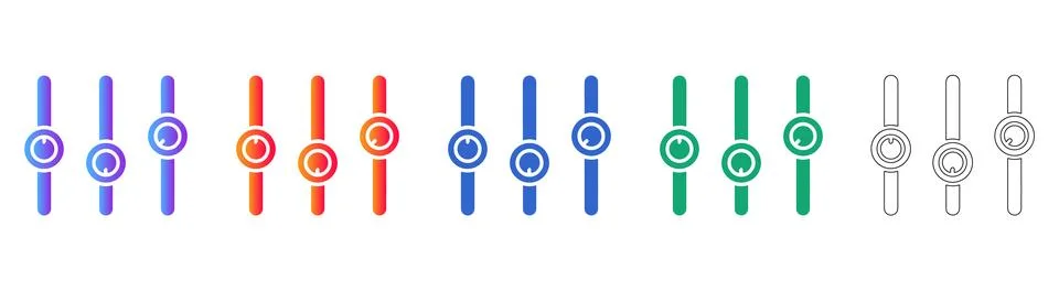 Audio Equalizer Slider Control Icon Set Stock-Illustration