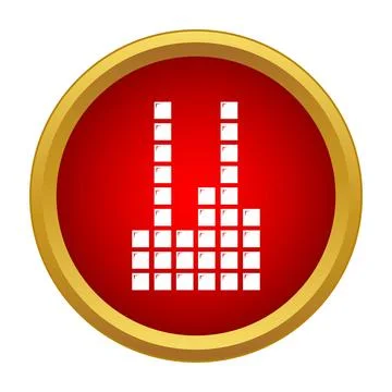 Audio equalizer sound waves visualizer on red button Stock Illustration
