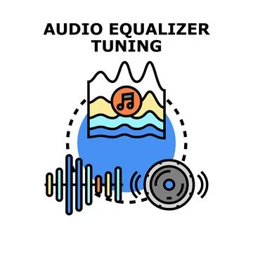 Audio equalizer tuning frequency spectrum sound control Illustration
