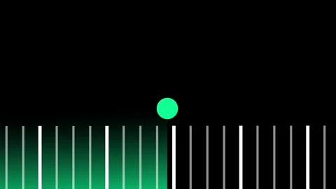 Audio Equalizer Visualization with Green Vertical Bars on Dark Background Stock Footage 334471438