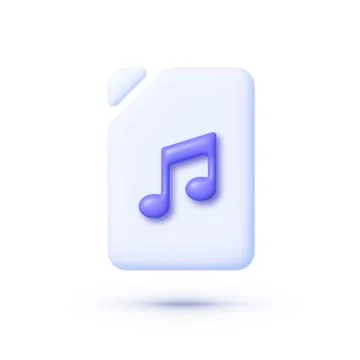 Audio file in 3d style on white background. Play sign. Vector illustration Illustrazione stock