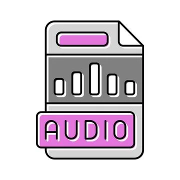 Audio file format document color icon vector illustration Illustrazione stock