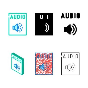 Audio file format document forms color icon vector Stock Illustration