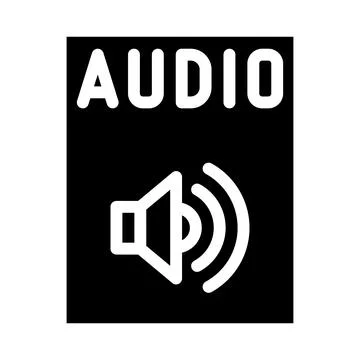 Audio file format document glyph icon vector illustration Illustrazione stock