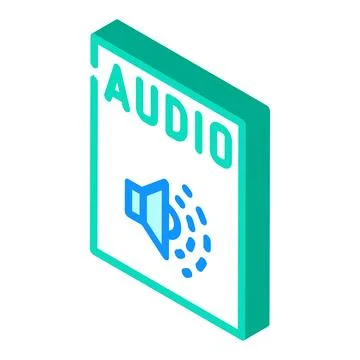 Audio file format document isometric icon vector illustration Stock Illustration