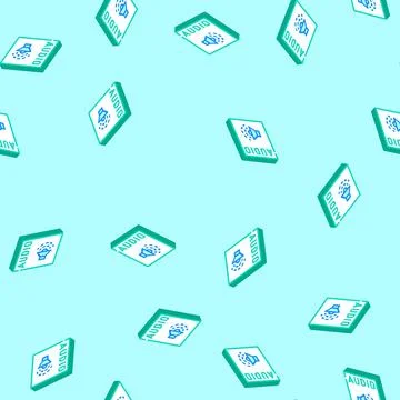 Audio file format document isometric icon seamless pattern Stock Illustration
