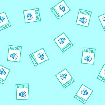 Audio file format document vector seamless pattern Illustrazione stock