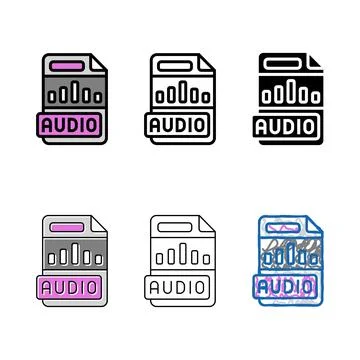 Audio file format minimal document color icon vector 스톡 일러스트