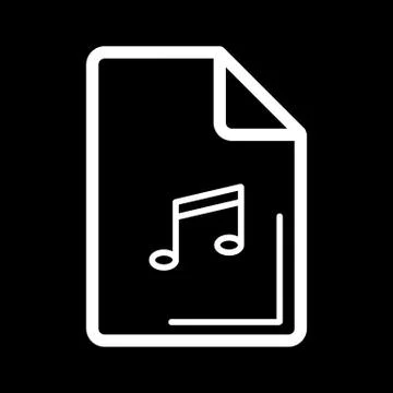 Audio file icon on black background. Vector illustration. Stock Illustration