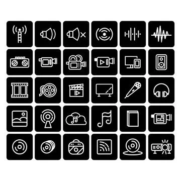 Audio files solid Sound line icon set 스톡 일러스트