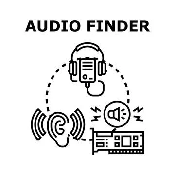 Audio finder developing sound recognition technology concept Stock Illustration