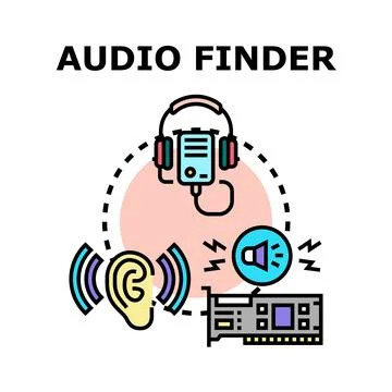 Audio finder developing sound recognition technology concept Stock Illustration