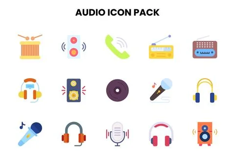 Audio Flat Collection Icons Pack イラスト素材