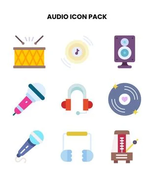 Audio Flat Icons Pack Stock Illustration