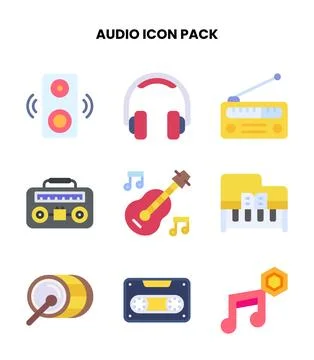 Audio Flat Vector Icons Pack Stock-Illustration
