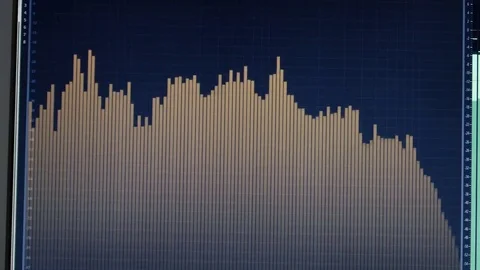 Audio frequency analyzer equalizer plugin on a computer screen Stock-Footage 74395847