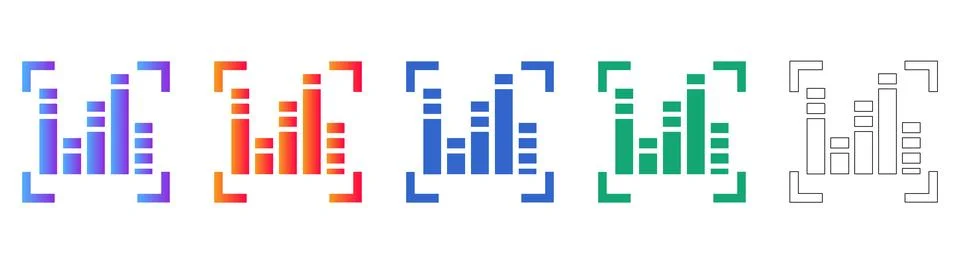 Audio Frequency Equalizer Interface Icons 스톡 일러스트