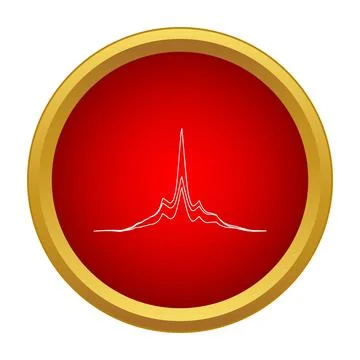 Audio frequency equalizer waveform inside red button icon Stock Illustration