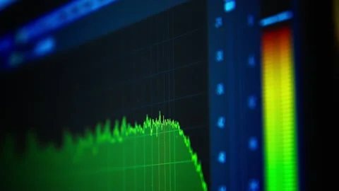 Audio Frequency Spectrum Displayed in Music Creation Software, Macro Shot Видео 290031485