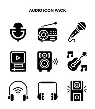 Audio Glyph Bundle Icons Pack Stock-Illustration